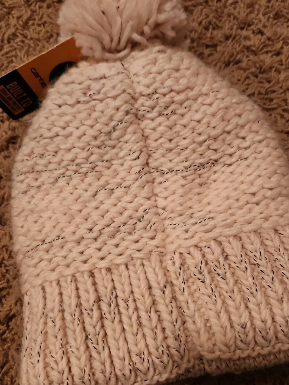NWT Carhartt Cream Chunky Knit Pom Beanie - Picture 6 of 9